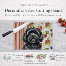 Load image into Gallery viewer, Black Lhasa Apso Vegetables Glass Cutting Board