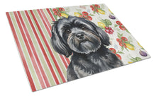 Load image into Gallery viewer, Black Lhasa Apso Vegetables Glass Cutting Board
