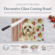 Load image into Gallery viewer, Cream Lhasa Apso Vegetables Glass Cutting Board