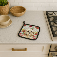 Load image into Gallery viewer, Cream Lhasa Apso Vegetables Pair of Pot Holders