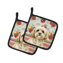 Load image into Gallery viewer, Cream Lhasa Apso Vegetables Pair of Pot Holders