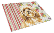 Load image into Gallery viewer, Gold Lhasa Apso Vegetables Glass Cutting Board