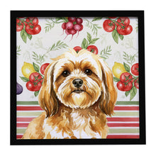 Load image into Gallery viewer, Gold Lhasa Apso Vegetables Framed Metal Print