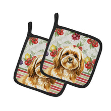 Load image into Gallery viewer, Gold Lhasa Apso Vegetables Pair of Pot Holders
