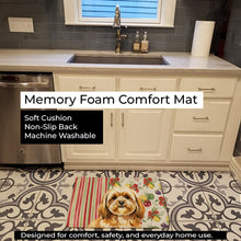 Load image into Gallery viewer, Gold Lhasa Apso Vegetables Memory Foam Kitchen Mat