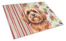 Load image into Gallery viewer, Red Lhasa Apso Vegetables Glass Cutting Board