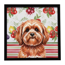 Load image into Gallery viewer, Red Lhasa Apso Vegetables Framed Metal Print