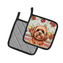 Load image into Gallery viewer, Red Lhasa Apso Vegetables Pair of Pot Holders