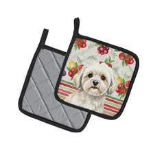 Load image into Gallery viewer, White Lhasa Apso Vegetables Pair of Pot Holders