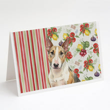 Load image into Gallery viewer, Tricolor Miniature Bull Terrier Vegetables Greeting Cards Pack of 8