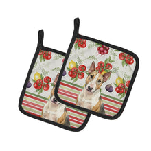Load image into Gallery viewer, Tricolor Miniature Bull Terrier Vegetables Pair of Pot Holders