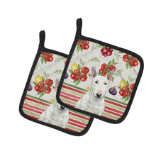 Load image into Gallery viewer, White Miniature Bull Terrier Vegetables Pair of Pot Holders