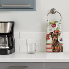 Load image into Gallery viewer, Chocolate and Rust Miniature Pinscher Min Pin Vegetables Kitchen Towel