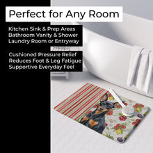 Load image into Gallery viewer, Black and Tan Miniature Pinscher Vegetables Memory Foam Kitchen Mat
