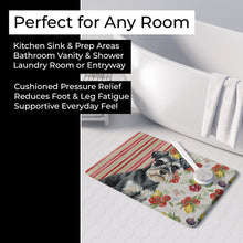 Load image into Gallery viewer, Black &amp; Silver Miniature Schnauzer Vegetables Memory Foam Kitchen Mat