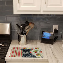 Load image into Gallery viewer, Black Miniature Schnauzer Vegetables Glass Cutting Board