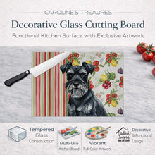 Load image into Gallery viewer, Black Miniature Schnauzer Vegetables Glass Cutting Board