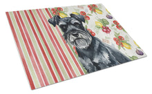Load image into Gallery viewer, Black Miniature Schnauzer Vegetables Glass Cutting Board