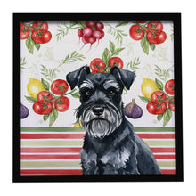 Load image into Gallery viewer, Black Miniature Schnauzer Vegetables Framed Metal Print