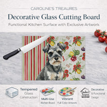 Load image into Gallery viewer, Miniature Schnauzer Vegetables Glass Cutting Board