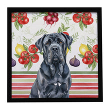 Load image into Gallery viewer, Black Neapolitan Mastiff Vegetables Framed Metal Print