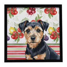 Load image into Gallery viewer, Black and Tan Norfolk Terrier Vegetables Framed Metal Print