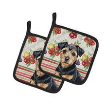 Load image into Gallery viewer, Black and Tan Norfolk Terrier Vegetables Pair of Pot Holders