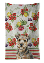 Load image into Gallery viewer, Grizzle and Tan Norfolk Terrier Vegetables Kitchen Towel