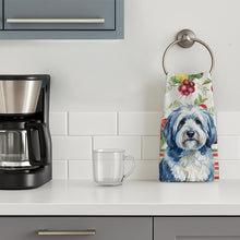 Load image into Gallery viewer, Blue and White Old English Sheepdog Vegetables Kitchen Towel