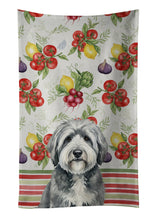 Load image into Gallery viewer, Gray and White Old English Sheepdog Vegetables Kitchen Towel