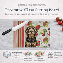 Load image into Gallery viewer, Black and Tan Otterhound Vegetables Glass Cutting Board