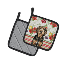 Load image into Gallery viewer, Black and Tan Otterhound Vegetables Pair of Pot Holders