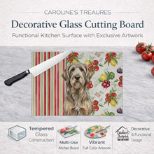 Load image into Gallery viewer, Grizzle and Tan Otterhound Vegetables Glass Cutting Board