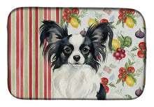 Load image into Gallery viewer, Black and White Papillon Vegetables Dish Drying Mat