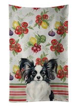 Load image into Gallery viewer, Black and White Papillon Vegetables Kitchen Towel