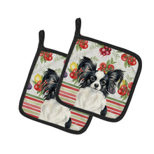 Load image into Gallery viewer, Black and White Papillon Vegetables Pair of Pot Holders