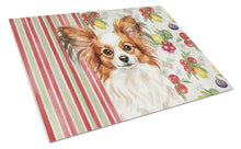 Load image into Gallery viewer, White with Red Papillon Vegetables Glass Cutting Board