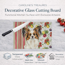 Load image into Gallery viewer, White with Sable Papillon Vegetables Glass Cutting Board