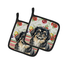 Load image into Gallery viewer, Black and Tan Pekingese Vegetables Pair of Pot Holders