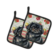 Load image into Gallery viewer, Black Pekingese Vegetables Pair of Pot Holders