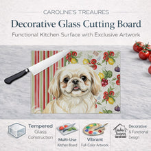 Load image into Gallery viewer, Cream Pekingese Vegetables Glass Cutting Board