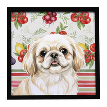 Load image into Gallery viewer, Cream Pekingese Vegetables Framed Metal Print