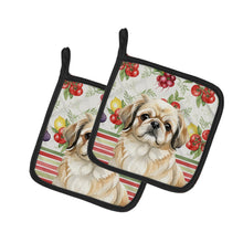 Load image into Gallery viewer, Fawn Pekingese Vegetables Pair of Pot Holders
