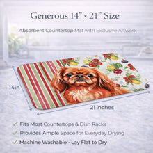 Load image into Gallery viewer, Red Pekingese Vegetables Dish Drying Mat