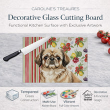 Load image into Gallery viewer, Sable Pekingese Vegetables Glass Cutting Board