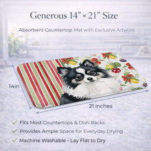 Load image into Gallery viewer, Black and White Pomeranian Vegetables Dish Drying Mat