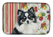 Load image into Gallery viewer, Black and White Pomeranian Vegetables Dish Drying Mat