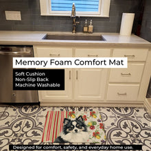 Load image into Gallery viewer, Black and White Pomeranian Vegetables Memory Foam Kitchen Mat