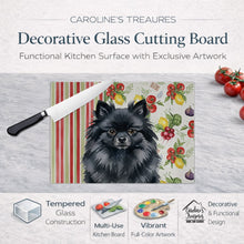 Load image into Gallery viewer, Black Pomeranian Vegetables Glass Cutting Board