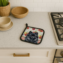 Load image into Gallery viewer, Black Pomeranian Vegetables Pair of Pot Holders